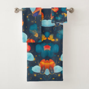 Firefly Watercolor Colourful Personalised Pattern Bath Towel Set