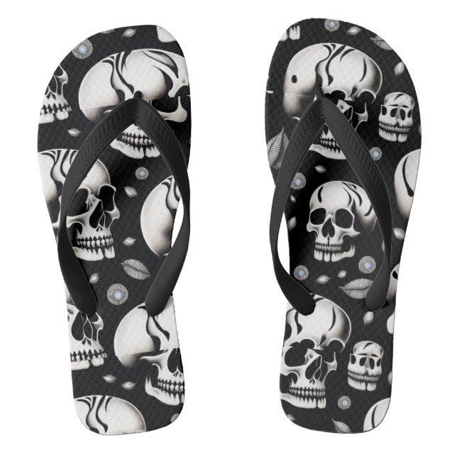 firehai blac and white skull print thongs (Footbed)