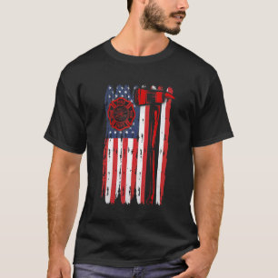 Fireman American Flag Graphics Firefighter Labor D T-Shirt