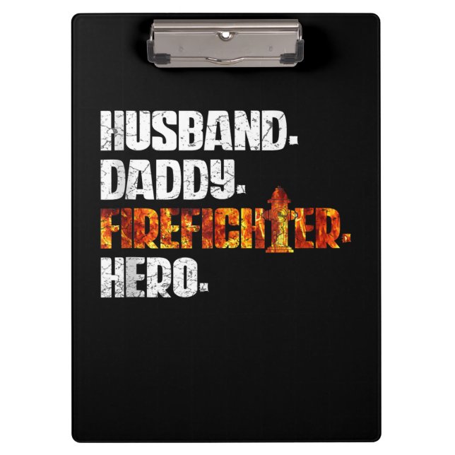 Fireman American Flag Red Line US Firefighter Dad Clipboard (Front)