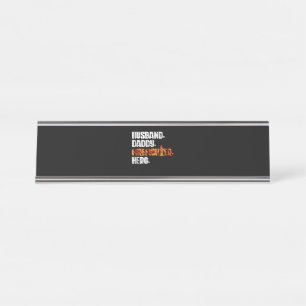Fireman American Flag Red Line US Firefighter Dad Desk Name Plate