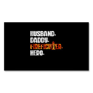 Fireman American Flag Red Line US Firefighter Dad Magnetic Business Card
