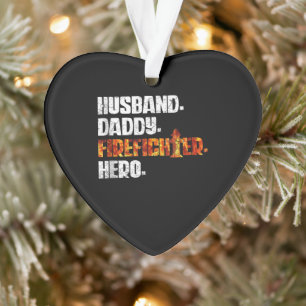 Fireman American Flag Red Line US Firefighter Dad Ornament