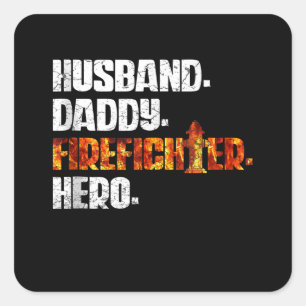 Fireman American Flag Red Line US Firefighter Dad Square Sticker