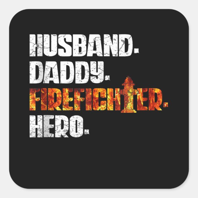 Fireman American Flag Red Line US Firefighter Dad Square Sticker (Front)