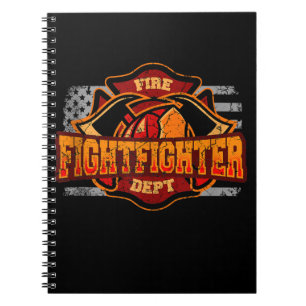 Fireman American Flag Red Line US Firefighter Gift Notebook