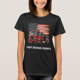 Fireman American Flag Thin Red Line Firefighter T-Shirt