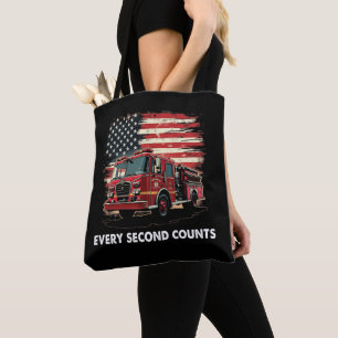 Fireman American Flag Thin Red Line Firefighter Tote Bag