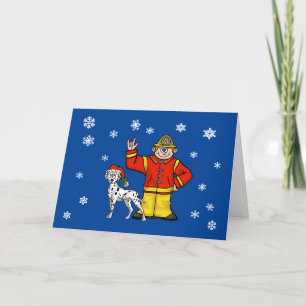 Fireman and Dalmatian Christmas Card
