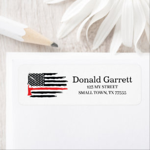 Fireman Axe US Flag First Responder Address Return Address Label