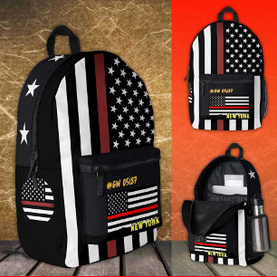 Fireman Backpack, Thin Red Line bag, American Flag Printed Backpack