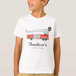 Fireman Birthday Boy Party Outfit Firetruck T-Shirt
