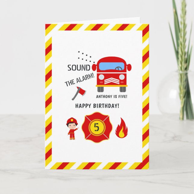 Fireman Birthday Greeting Card (Front)