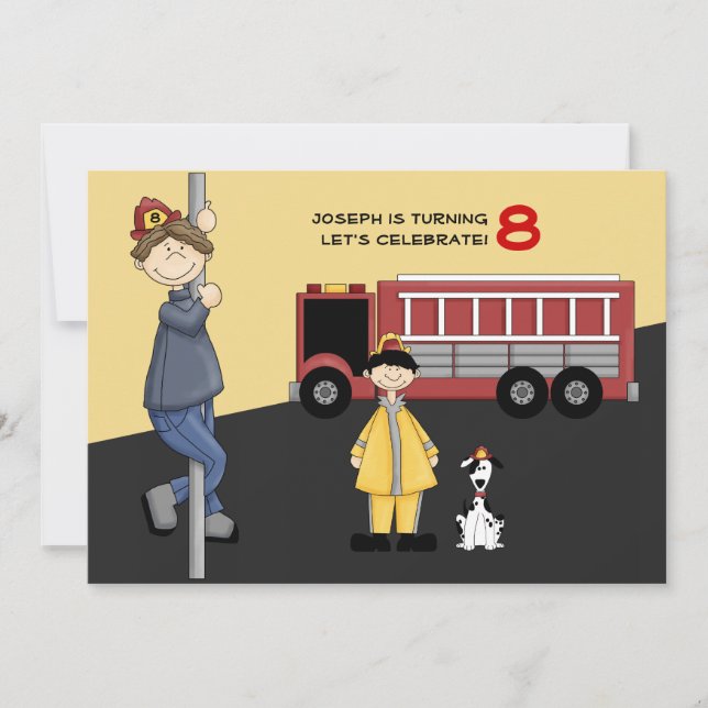 Fireman Birthday Party Invitation (Front)