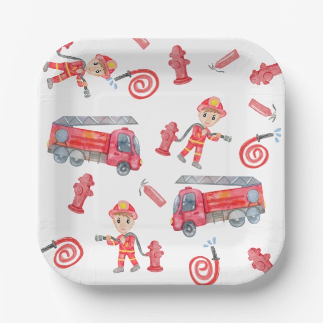 Fireman Birthday Party  Paper Plate (Front)