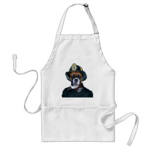 Fireman boxer dog apron