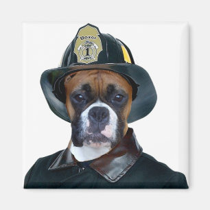 Fireman boxer dog magnet