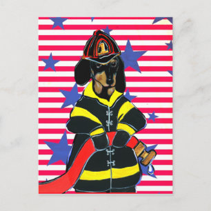 FIREMAN DACHSHUND POSTCARD