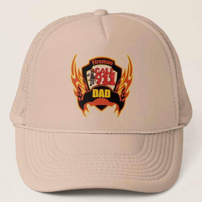 Fireman Dad Fathers Day Gifts Trucker Hat (Front)