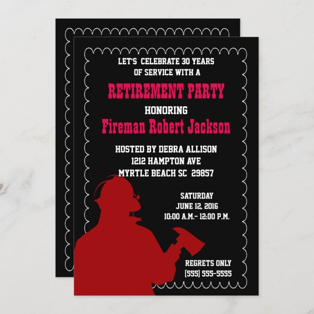 Fireman/Fire Chief Retirement Invitation (Front/Back)