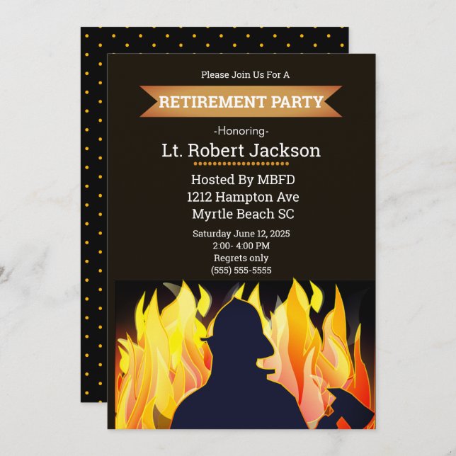 Fireman/Fire Chief Retirement Invitation (Front/Back)