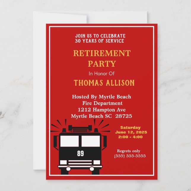 Fireman/Fire Chief Retirement Invitation (Front)