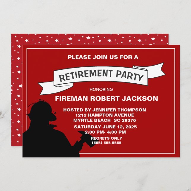 Fireman/Fire Chief Retirement Invitation (Front/Back)