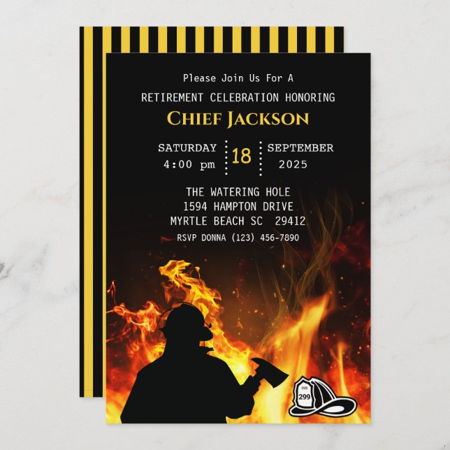 Fireman/Fire Chief Retirement Invitation (Front/Back)