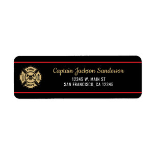 Fireman Fire Department Firefighter Address Return Address Label