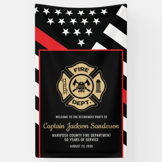 Fireman Fire Department Firefighter Retirement Banner (Vertical)