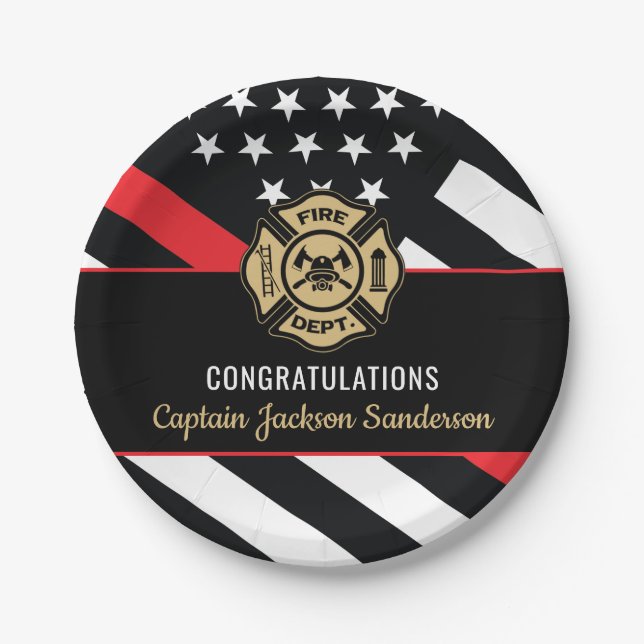 Fireman Fire Department Firefighter Retirement Paper Plate (Front)