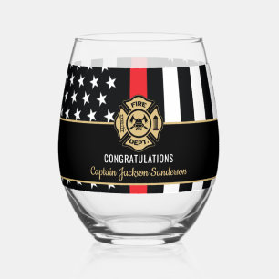 Fireman Fire Department Firefighter Retirement Stemless Wine Glass