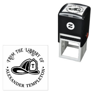 Fireman Fire Fighter Hat Helmet Library Book Name Self-inking Stamp