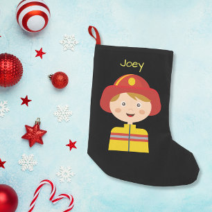 Fireman - Firefighter - Cartoon Small Christmas Stocking