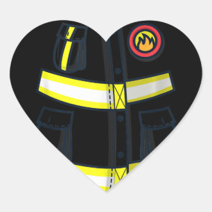 Fireman Firefighter Costume Halloween Easy Cosplay Heart Sticker