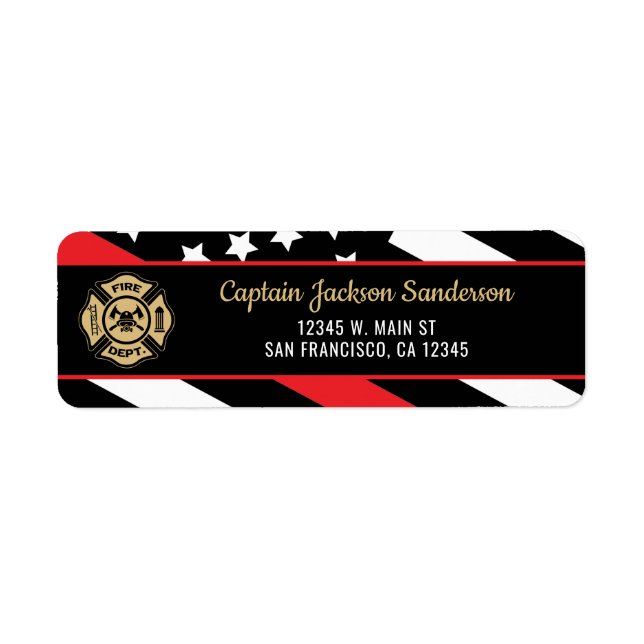 Fireman Firefighter Fire Department Return Address Label (Front)