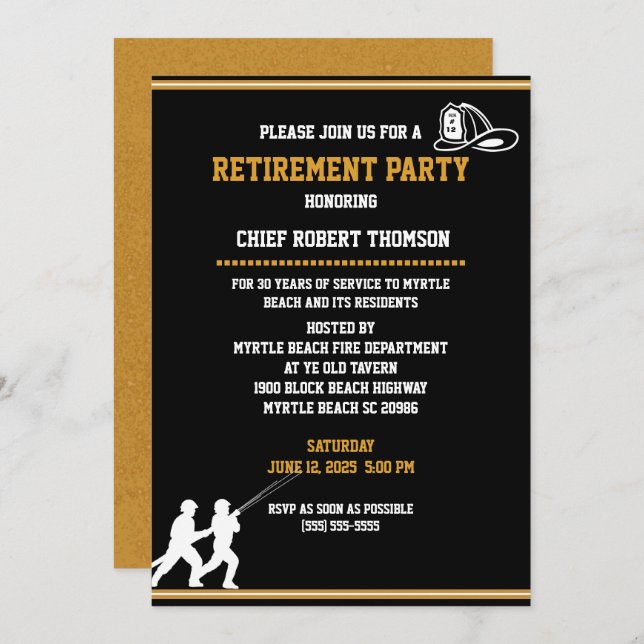 Fireman/Firefighter Retirement Invitation (Front/Back)