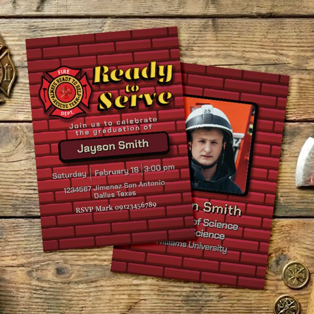 Fireman Graduation with Photo Invitation (Creator Uploaded)