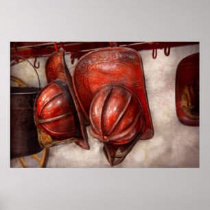 Fireman - Hat - Old fashioned fire hats Poster