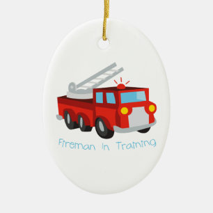 Fireman In Training Ceramic Ornament