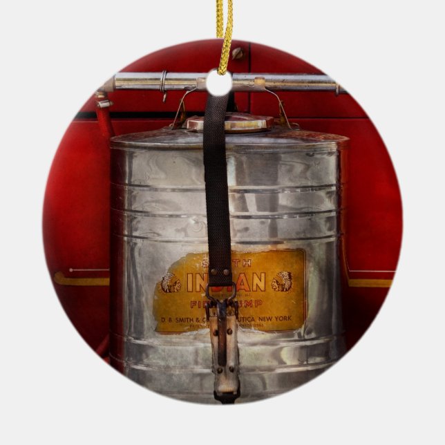 Fireman - Indian Pump Ceramic Ornament (Front)