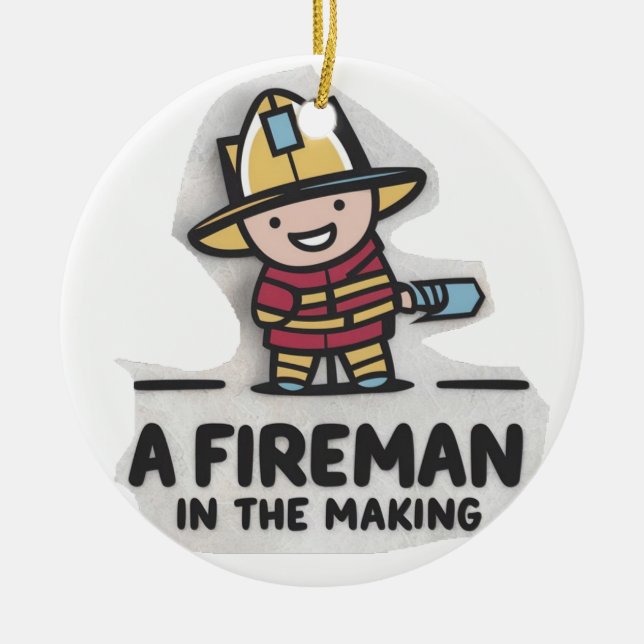 Fireman learner. Future Firefighter  Ceramic Ornament (Front)