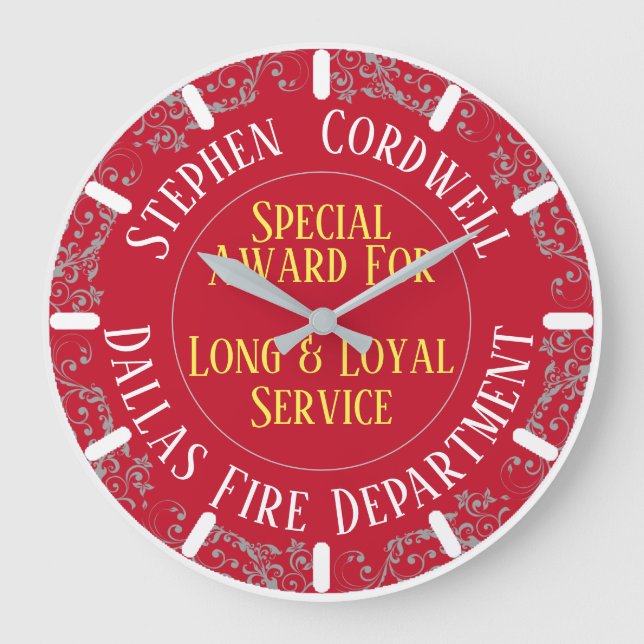 Fireman Loyal Service Award Large Clock (Front)