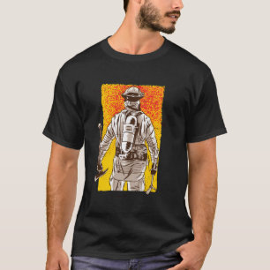 Fireman Motif With Fire Brigade Axe And Fire Briga T-Shirt