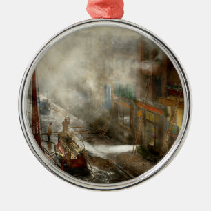 Fireman - New York NY - Big stink over ink 1915 Metal Ornament