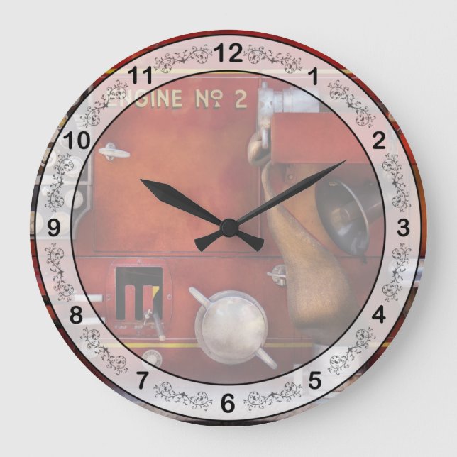 Fireman - Old Fashioned Controls Large Clock (Front)