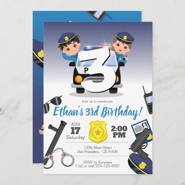 Fireman Party Invitation (Front/Back)
