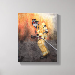 Fireman Personalise Station Number Firefighter Canvas Print
