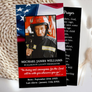 Fireman Prayer Memorial Firefighter Funeral Card