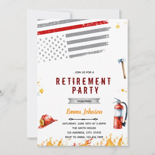 Fireman retirement party invitation (Front)